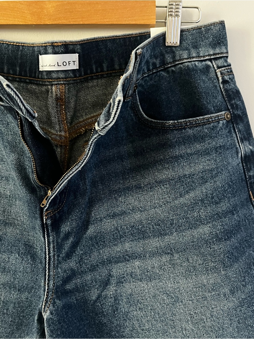 LOFT Jeans Dark Wash High-rise "The Bermuda" Denim Shorts (NWT)